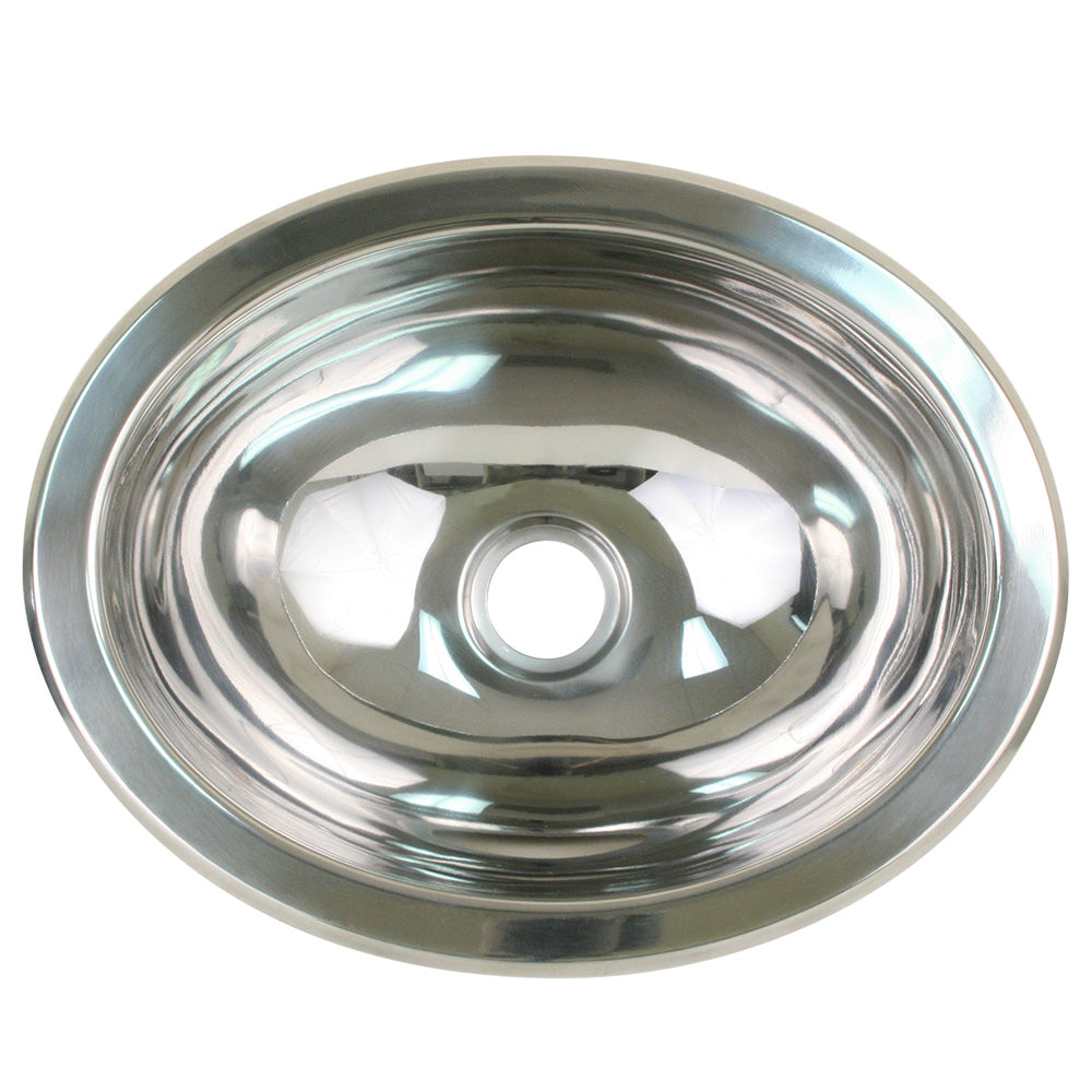 Fregadero ovalado Scandvik de acero inoxidable pulido - 13.25" x 10.5"