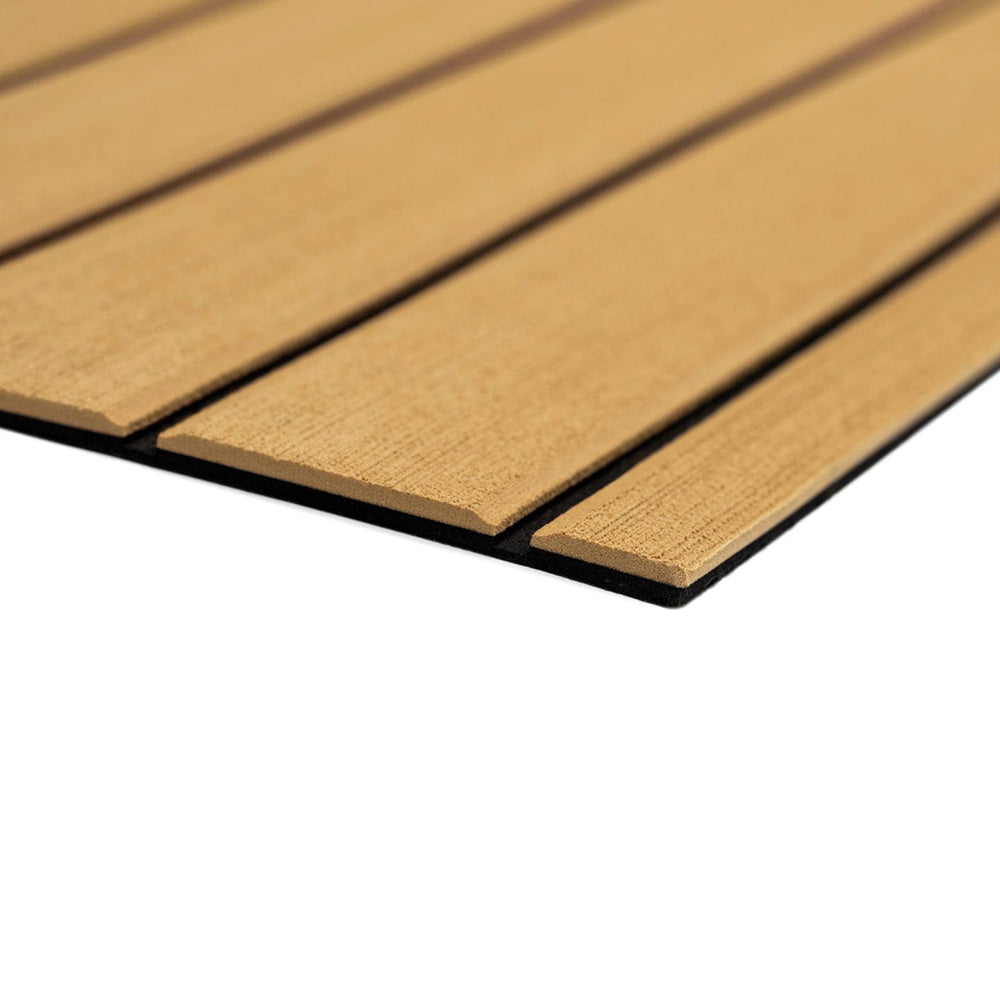 Lámina completa de teca SeaDek de 40" x 80" y 6 mm - Textura cepillada - Camel/Negro (1016 mm x 2032 mm x 6 mm)