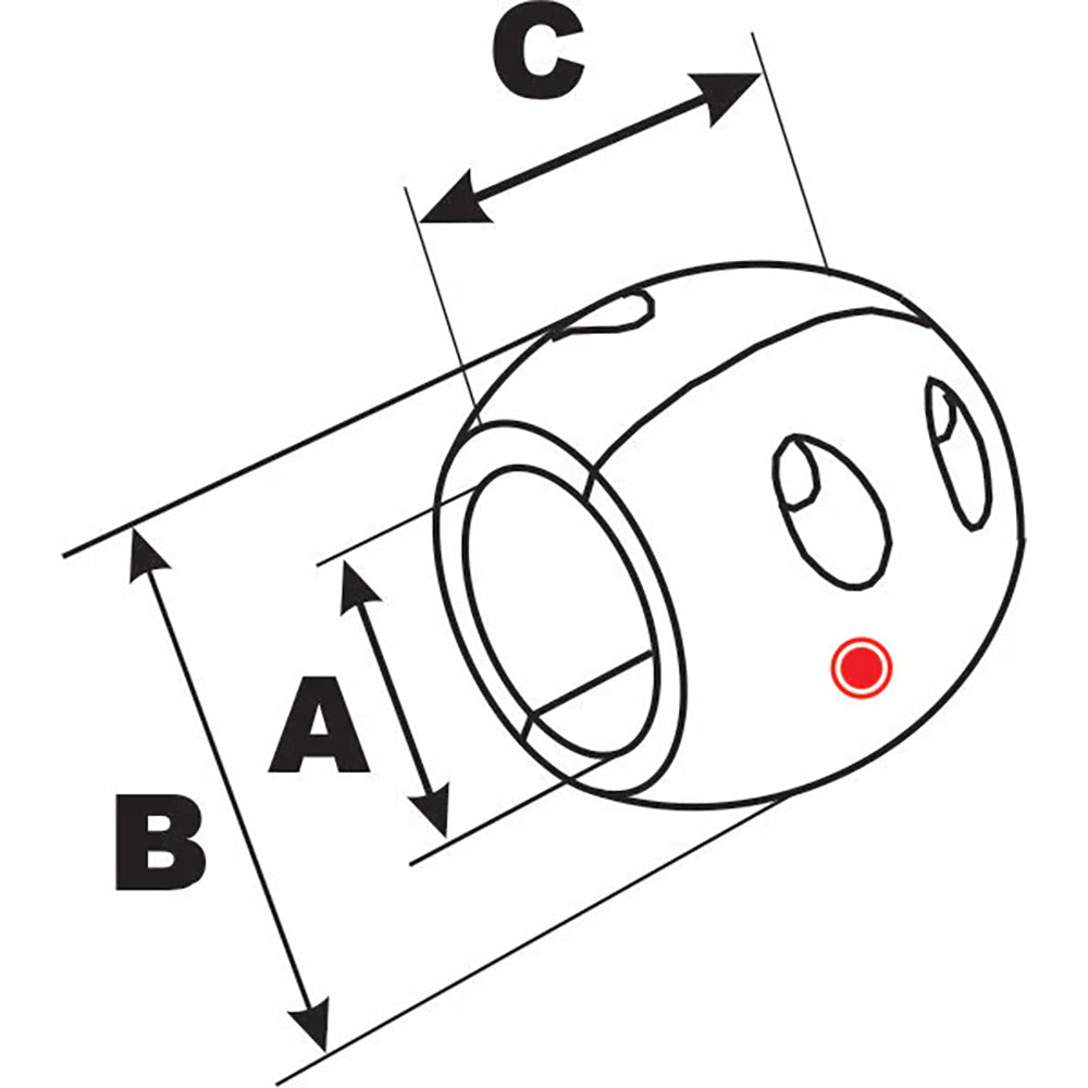 Ánodo de eje aerodinámico Performance Metals de 1-1/4" (grande) - Aluminio