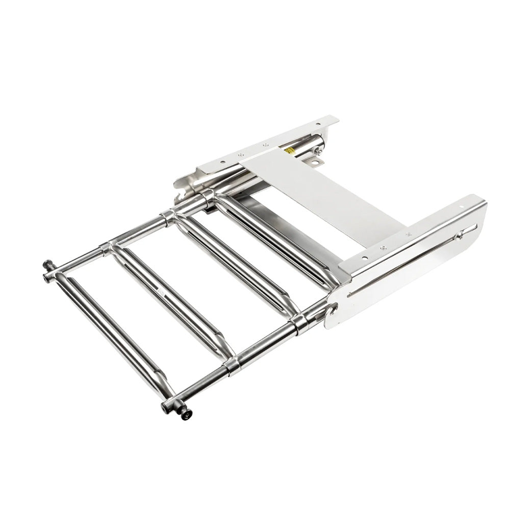 Escalera telescópica de 4 peldaños para montaje bajo plataforma, acero inoxidable 304, Whitecap