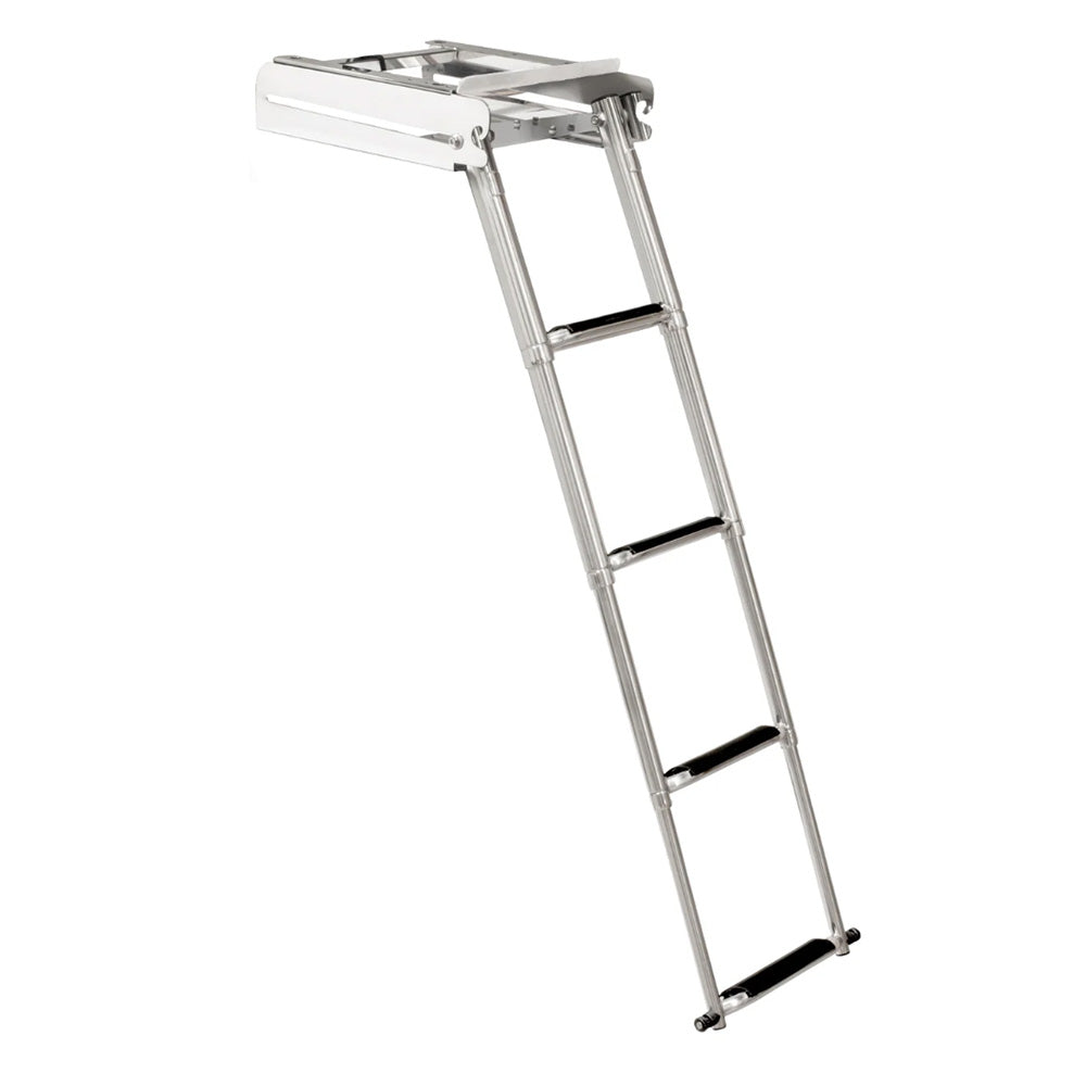Escalera telescópica de 4 peldaños para montaje bajo plataforma, acero inoxidable 304, Whitecap