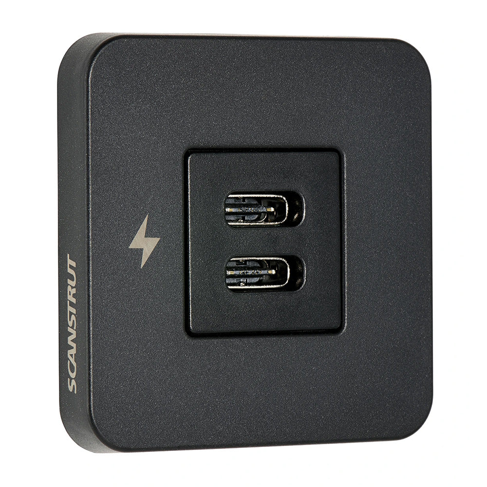 Toma de carga USB-C para interiores Scanstrut TILE - 12/24V - Bisel negro