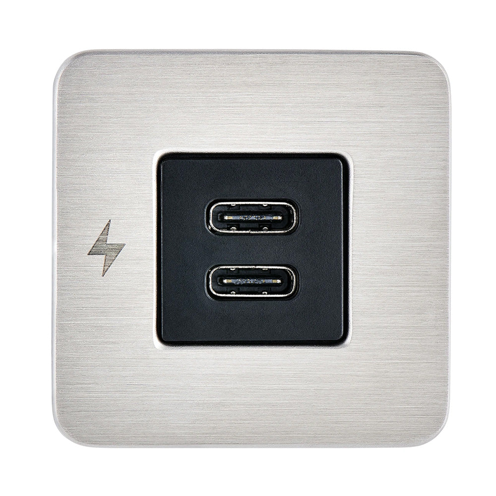 Cargador USB-C empotrable Scanstrut TILE para interior - 12/24V - Bisel de acero inoxidable