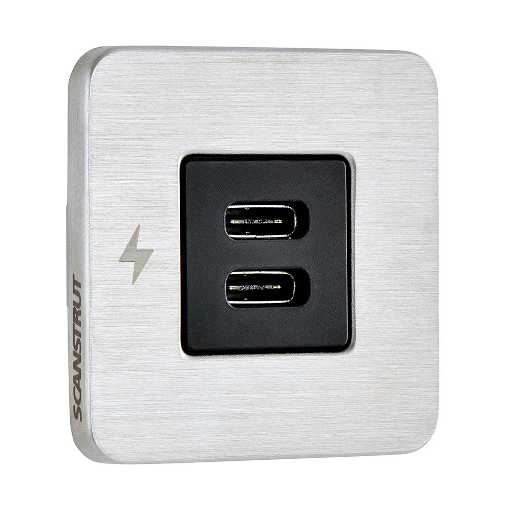 Cargador USB-C empotrable Scanstrut TILE para interior - 12/24V - Bisel de acero inoxidable