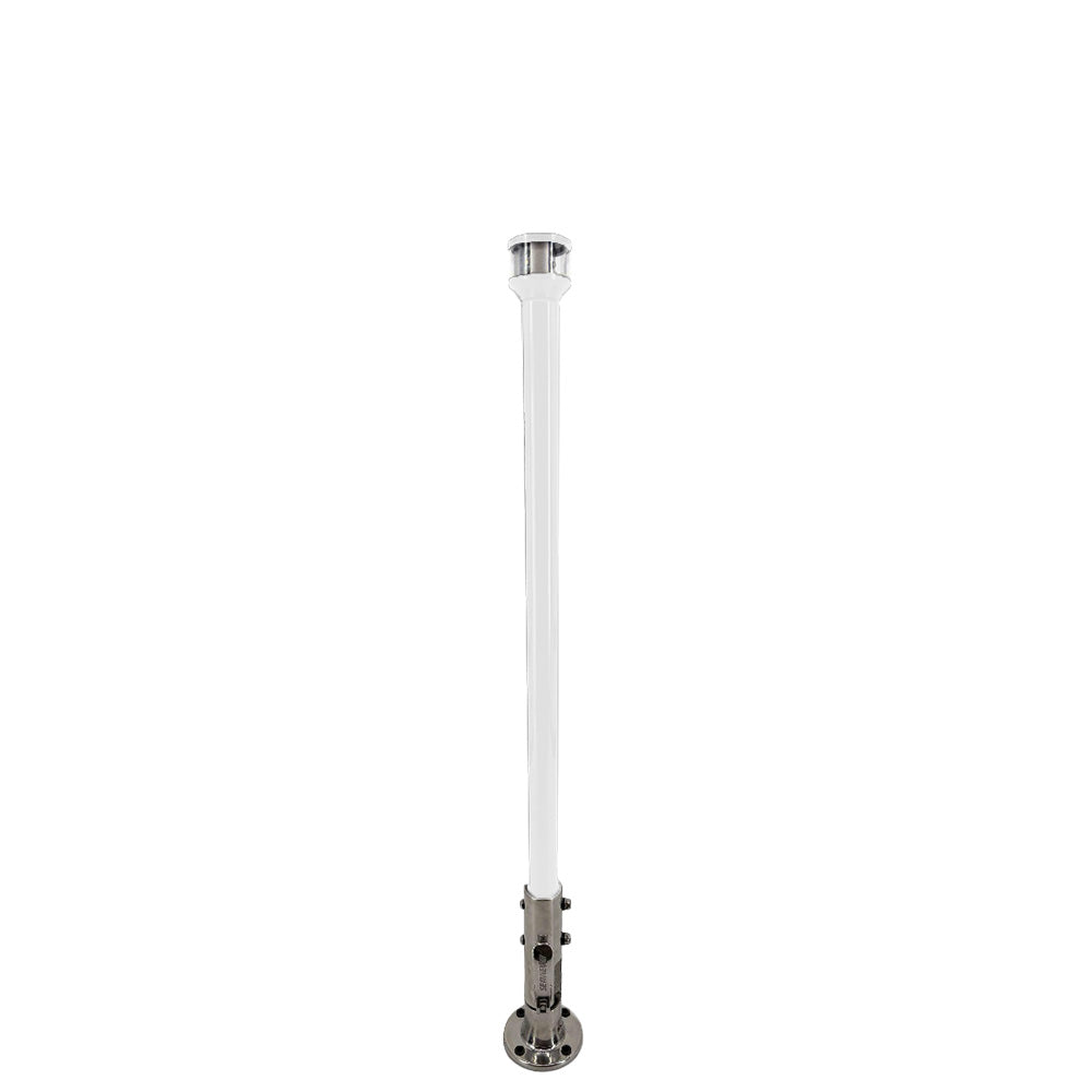Poste de luz plegable manualmente Seaview de 12" con base de acero inoxidable 316 y luz de navegación LTBLED12C5 - Blanco
