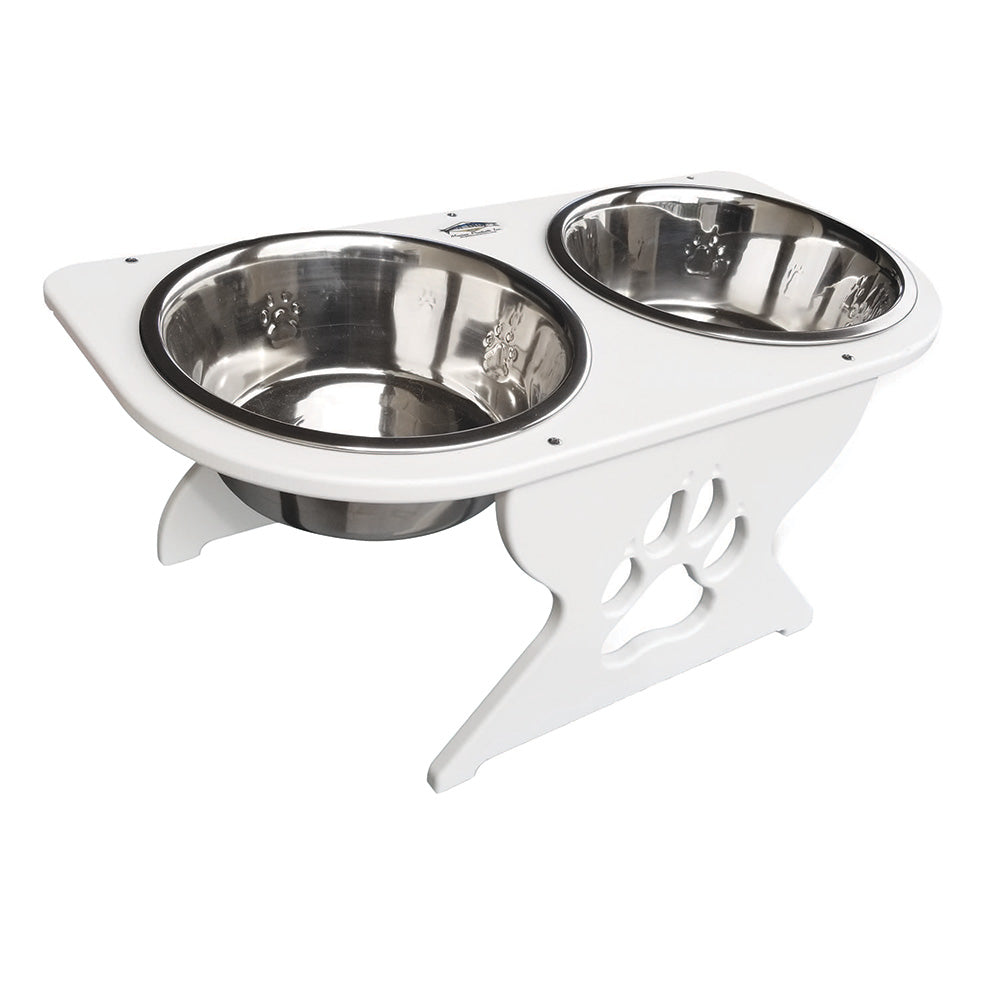 Plato doble para perro Deep Blue Marine, tamaño mediano, 8" de alto