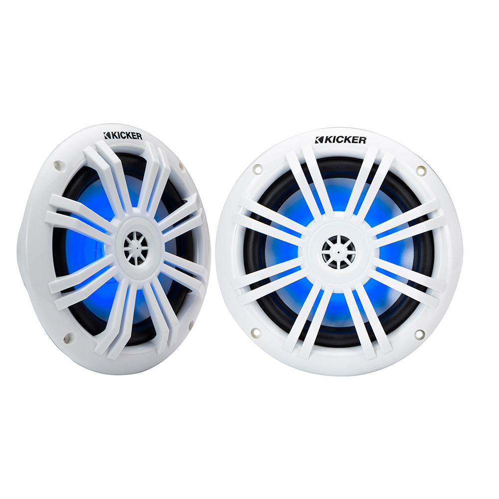 Altavoces coaxiales marinos KICKER KM60 de 6.5" con tweeters de 1/2" - 4 OHM - Blancos con LED RGB