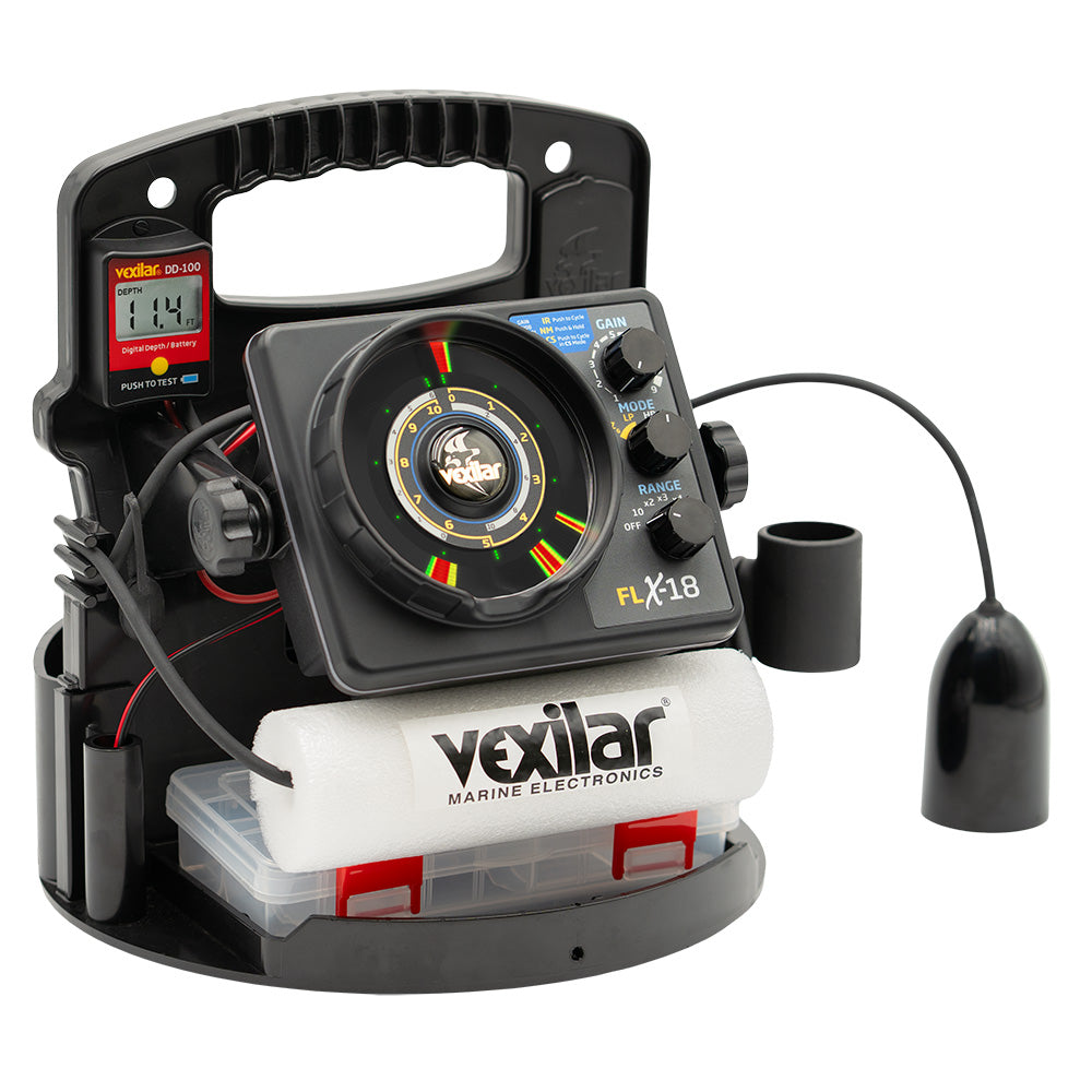 Sistema de pesca Vexilar FLX-18 Pro Pack II con Ice-Ducer de 12 grados y DD-100