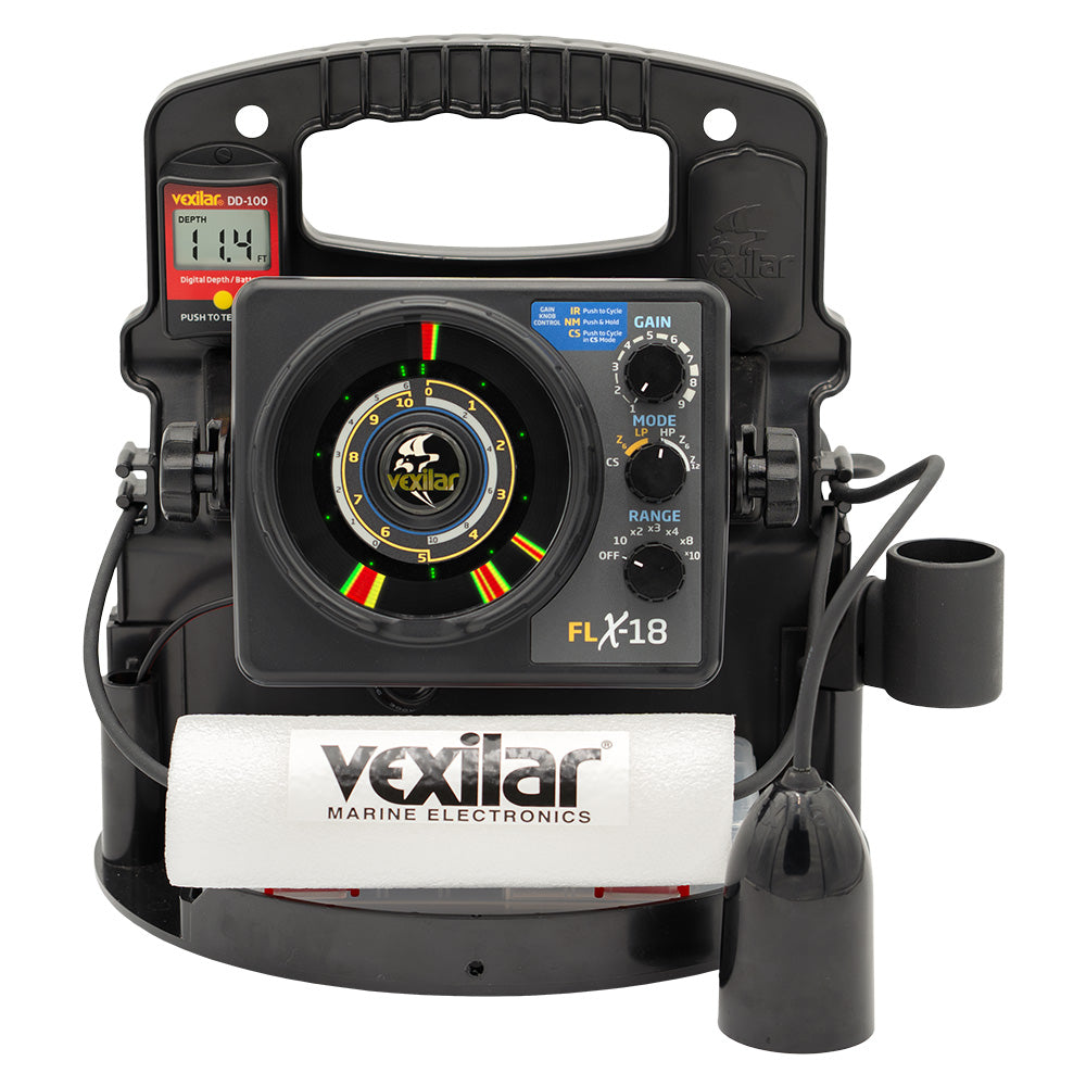 Sistema de pesca Vexilar FLX-18 Pro Pack II con Ice-Ducer de 12 grados y DD-100