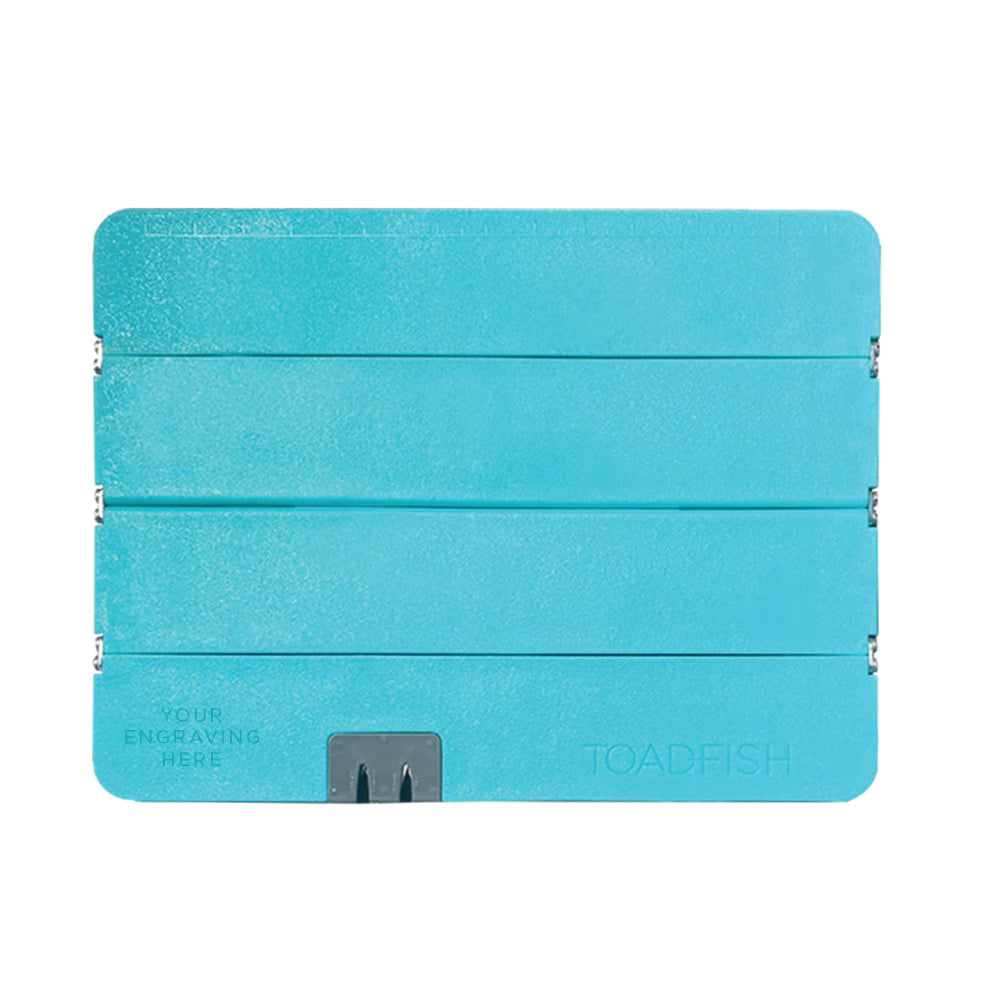 Toadfish Custom Engraved Stowaway Folding Cutting Board w/Built-In Knife Sharpener - Teal (MINIMUM ORDER QUANTITY OF 25)