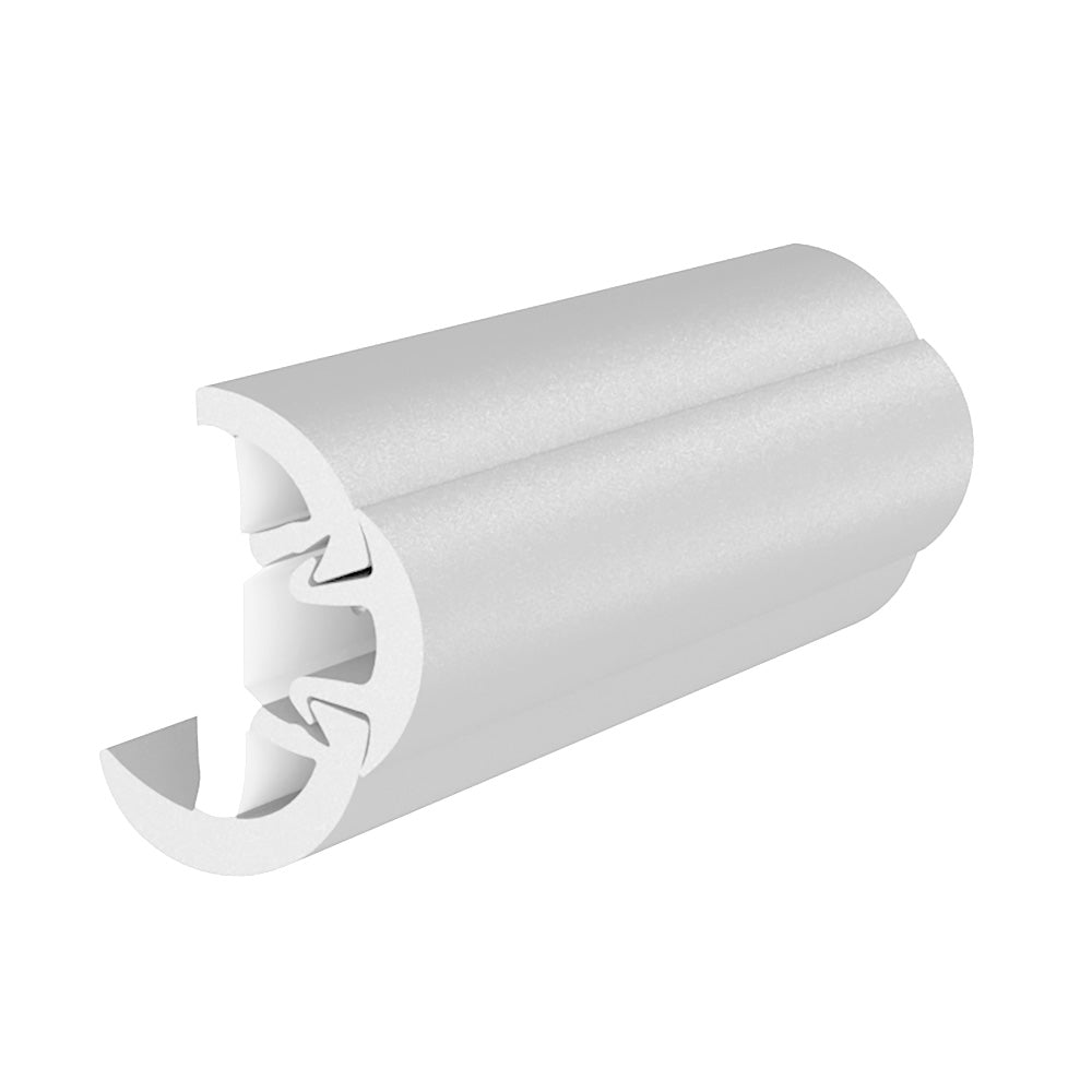 Kit de moldura lateral TACO SuproFlex con inserto de revestimiento de vinilo flexible - 1-5/8" al. x 7/8" an. x 60' l. - Blanco con inserto blanco