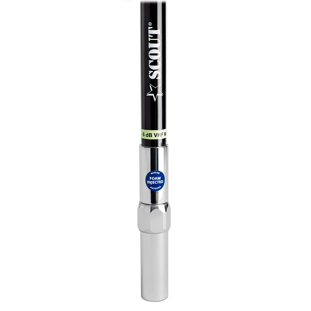 Scout 8' QuickFit Black VHF Antenna w/5M Cable + FME Quick 6 Foam Filled 6db Solid Brass & Copper Element