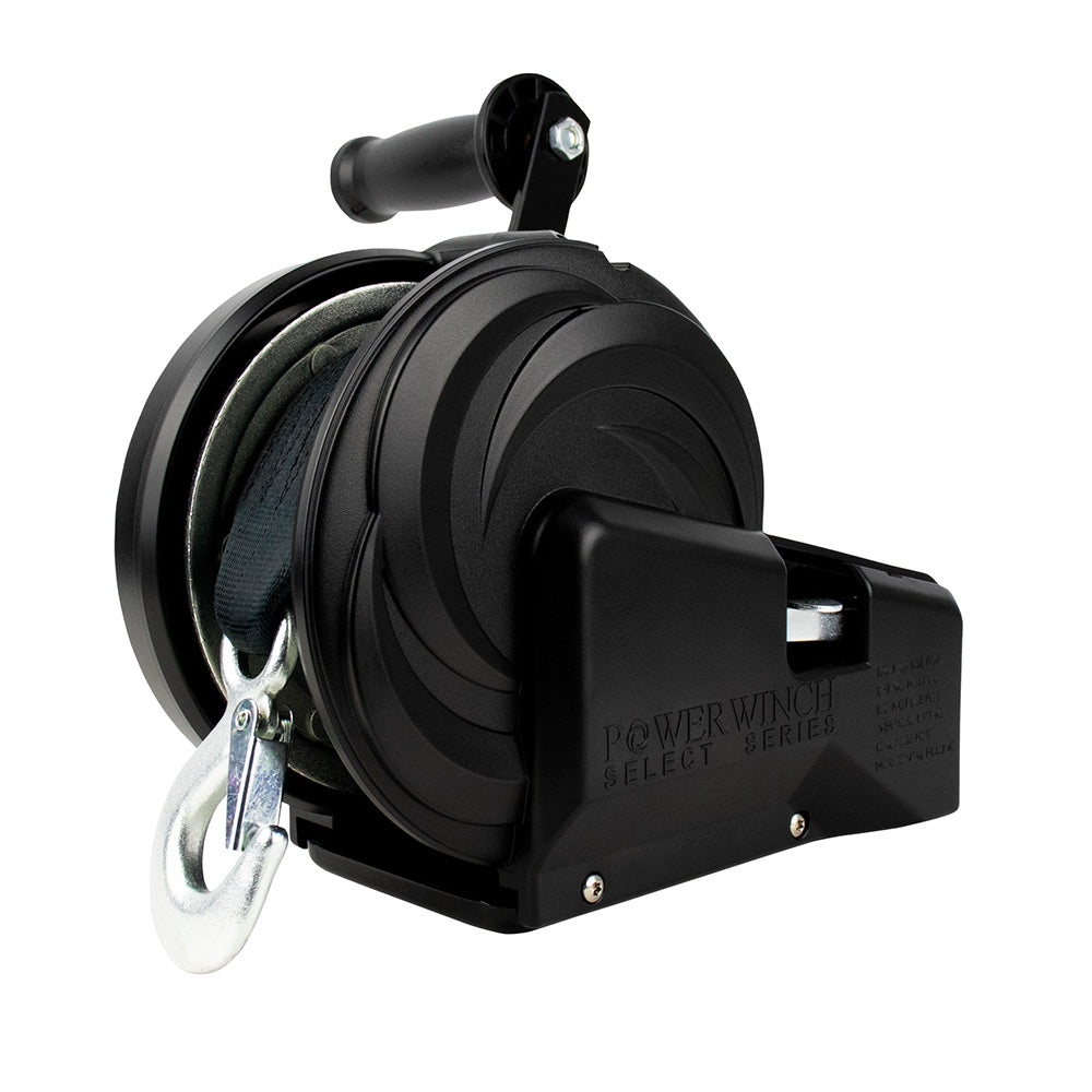 Cabrestante Powerwinch Select Series 1,800 lb, 2 velocidades, brazo de manivela de 8" - Negro carbón