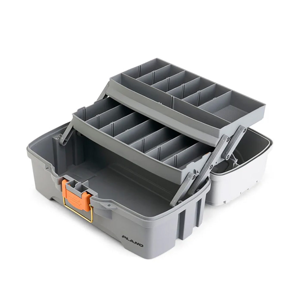 Caja de pesca Plano de dos bandejas - Gris claro/Gris oscuro
