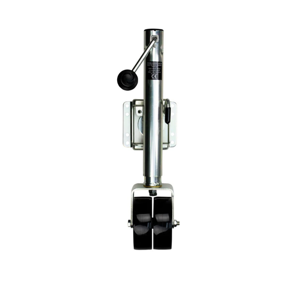 Gato para remolque Powerwinch Saltwater Series - 1500 lb, atornillable, rueda doble, zinc con resistencia a la niebla salina de más de 500 horas