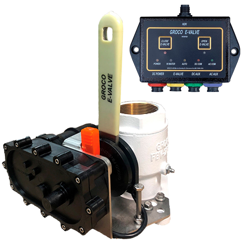 Kit de válvula eléctrica GROCO de 2" - Válvula de fondo bridada de bronce - 12V