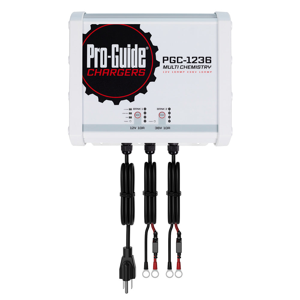 Cargador de batería a bordo Pro-Guide 2 bancos - (1) 12V / (1) 36V - 20 amperios