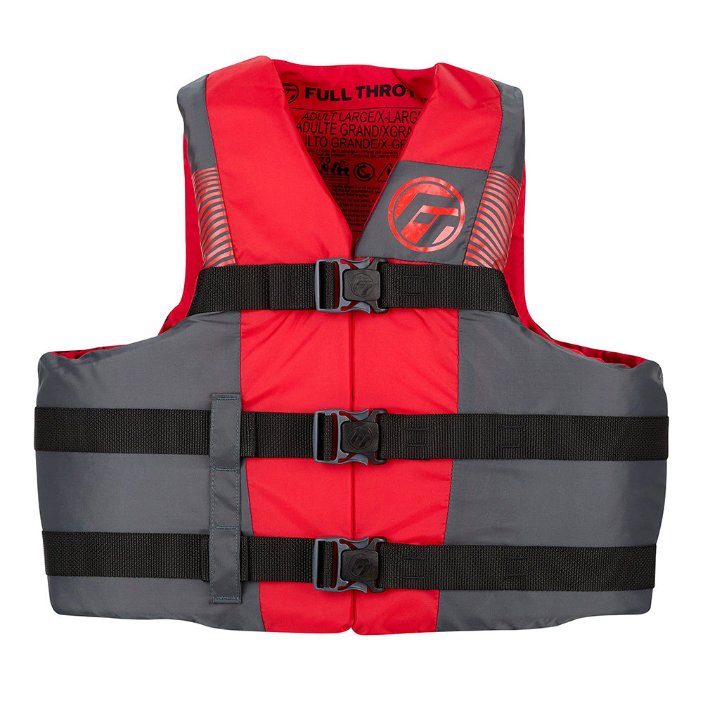 Chaleco salvavidas de nailon Full Throttle para adultos - L/XL - Negro/Rojo
