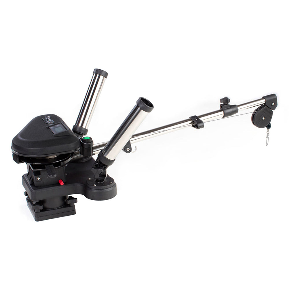 Scotty 2116 HP Depthpower Downrigger Eléctrico con Brazo Telescópico de Acero Inoxidable de 60" con Base Giratoria - Portacañas Doble