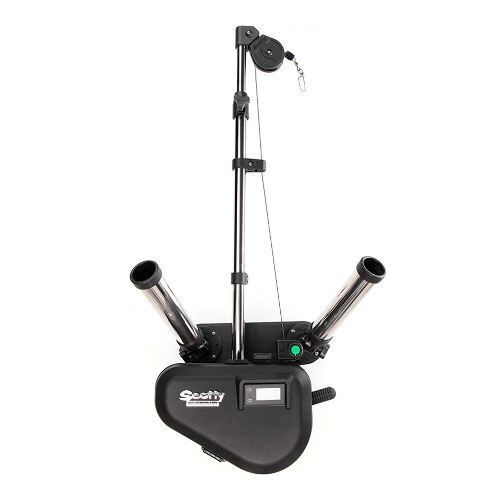 Scotty 2116 HP Depthpower Downrigger Eléctrico con Brazo Telescópico de Acero Inoxidable de 60" con Base Giratoria - Portacañas Doble