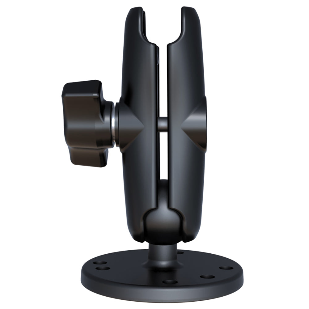 Brazo de doble enchufe RAM Mount con base redonda de 2.5"
