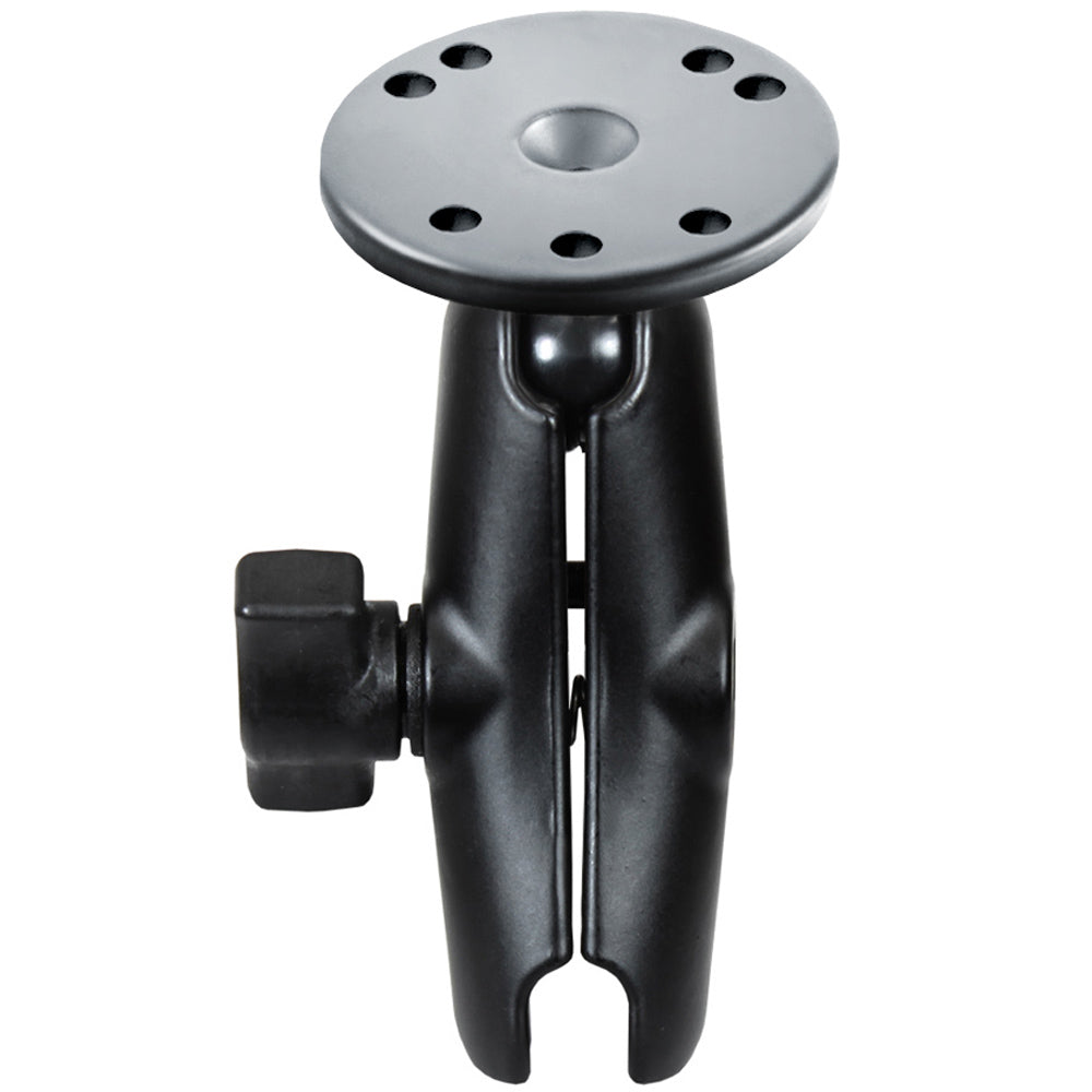 Brazo de doble enchufe RAM Mount con base redonda de 2.5"