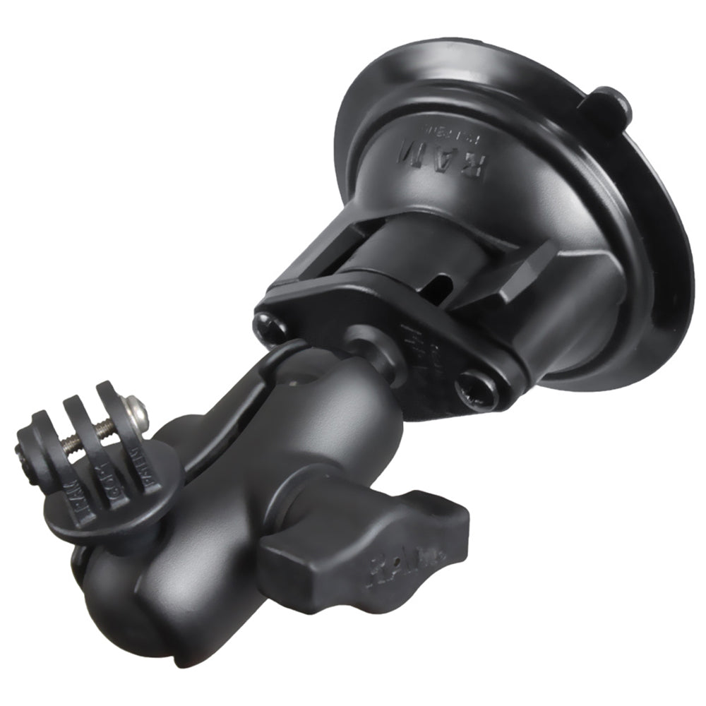Soporte de ventosa con brazo corto RAM Mount para GoPro Hero