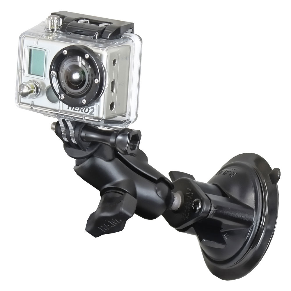 Soporte de ventosa con brazo corto RAM Mount para GoPro Hero