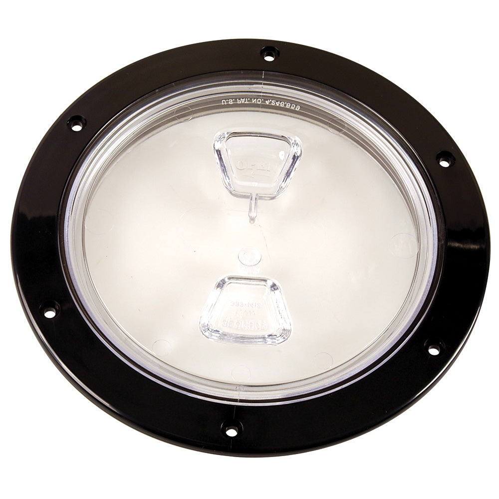 Placa de cubierta con rosca central transparente Beckson de 6" - Negra