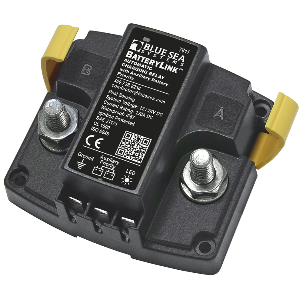 Relé de carga automático Blue Sea 7611 DC BatteryLink™ - 120 Amperios con carga de batería auxiliar