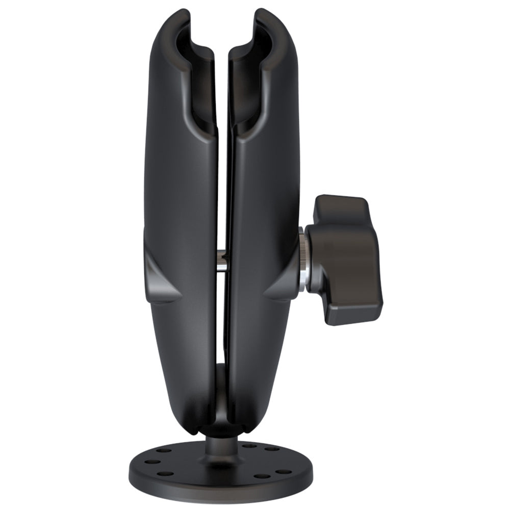 Brazo de doble enchufe largo RAM Mount con base redonda de 2.5"