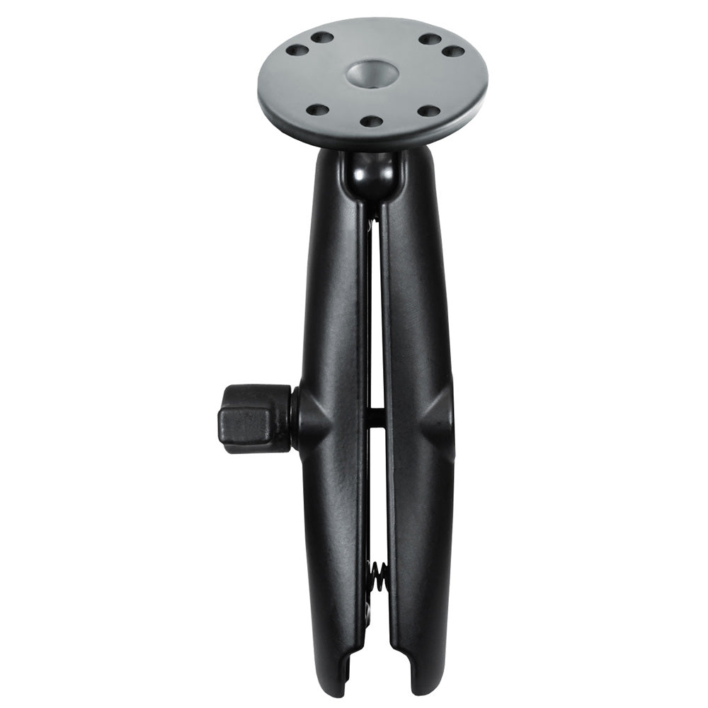 Brazo de doble enchufe largo RAM Mount con base redonda de 2.5"