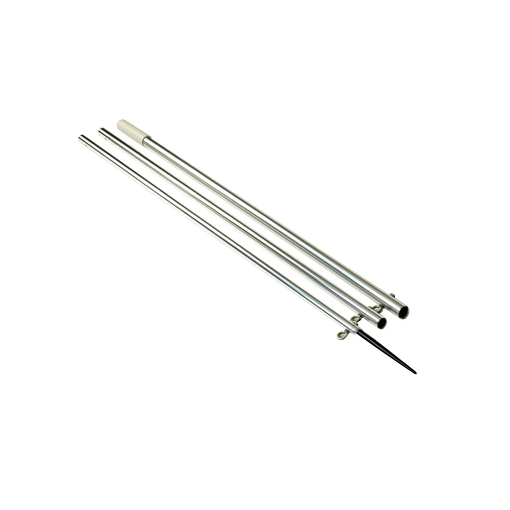 Asta de rigger central Bright Silver de 13' de Lee con punta negra de 1-3/8"