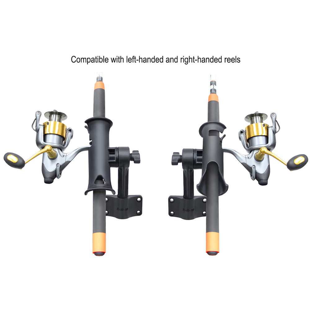 Soporte para caña de pescar RAM Mount RAM Tube Jr. con poste estriado corto de 4" y base de montaje para mamparo