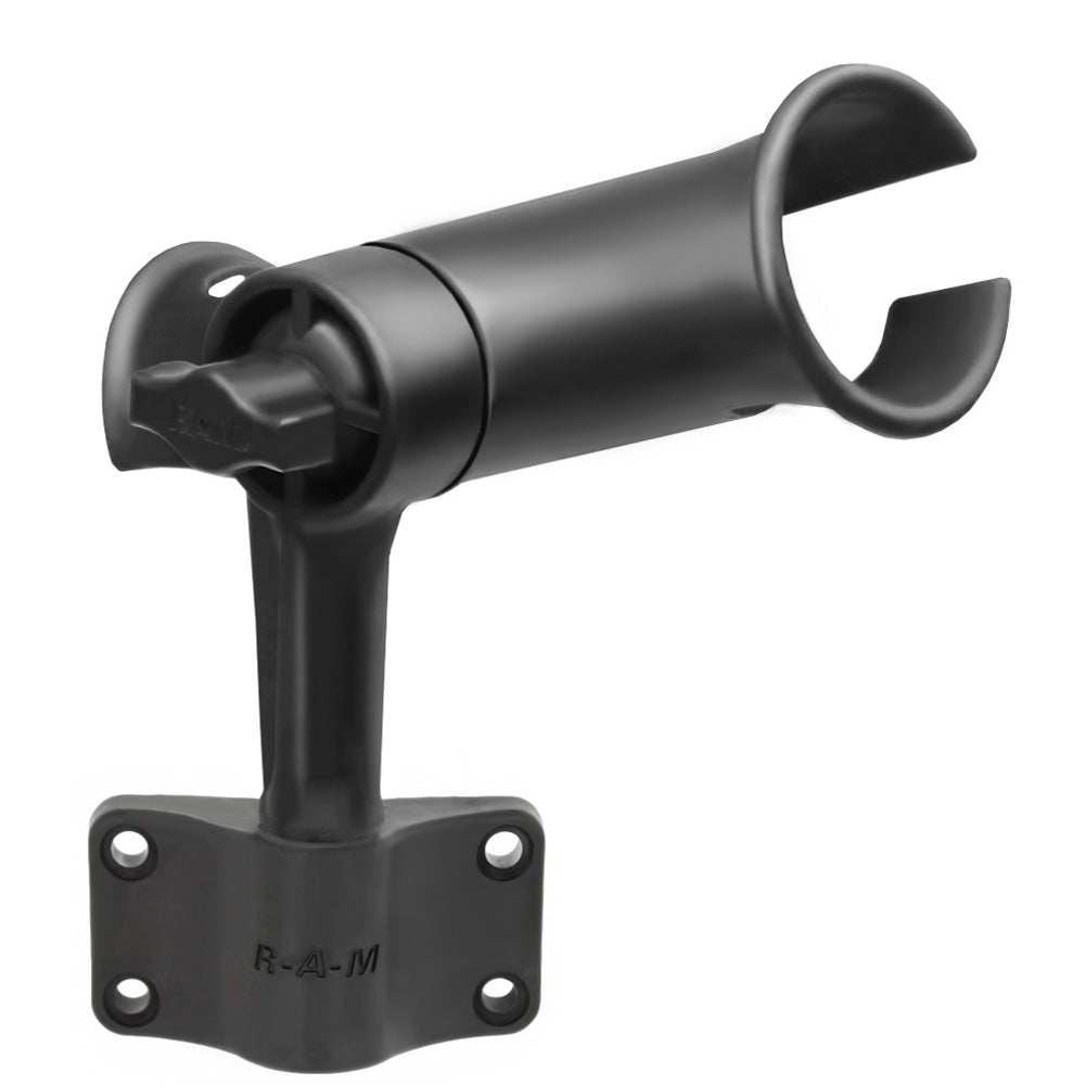 Soporte para caña de pescar RAM Mount RAM Tube Jr. con poste estriado corto de 4" y base de montaje para mamparo