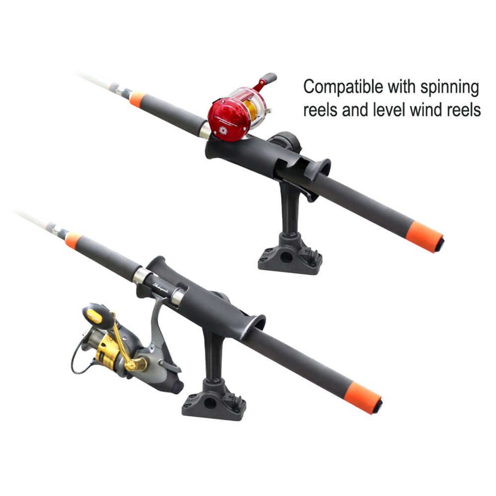 Soporte para caña de pescar RAM Mount RAM Tube Jr., poste con estrías de 4" de longitud estándar y base combinada para mamparo/superficie plana con pasador