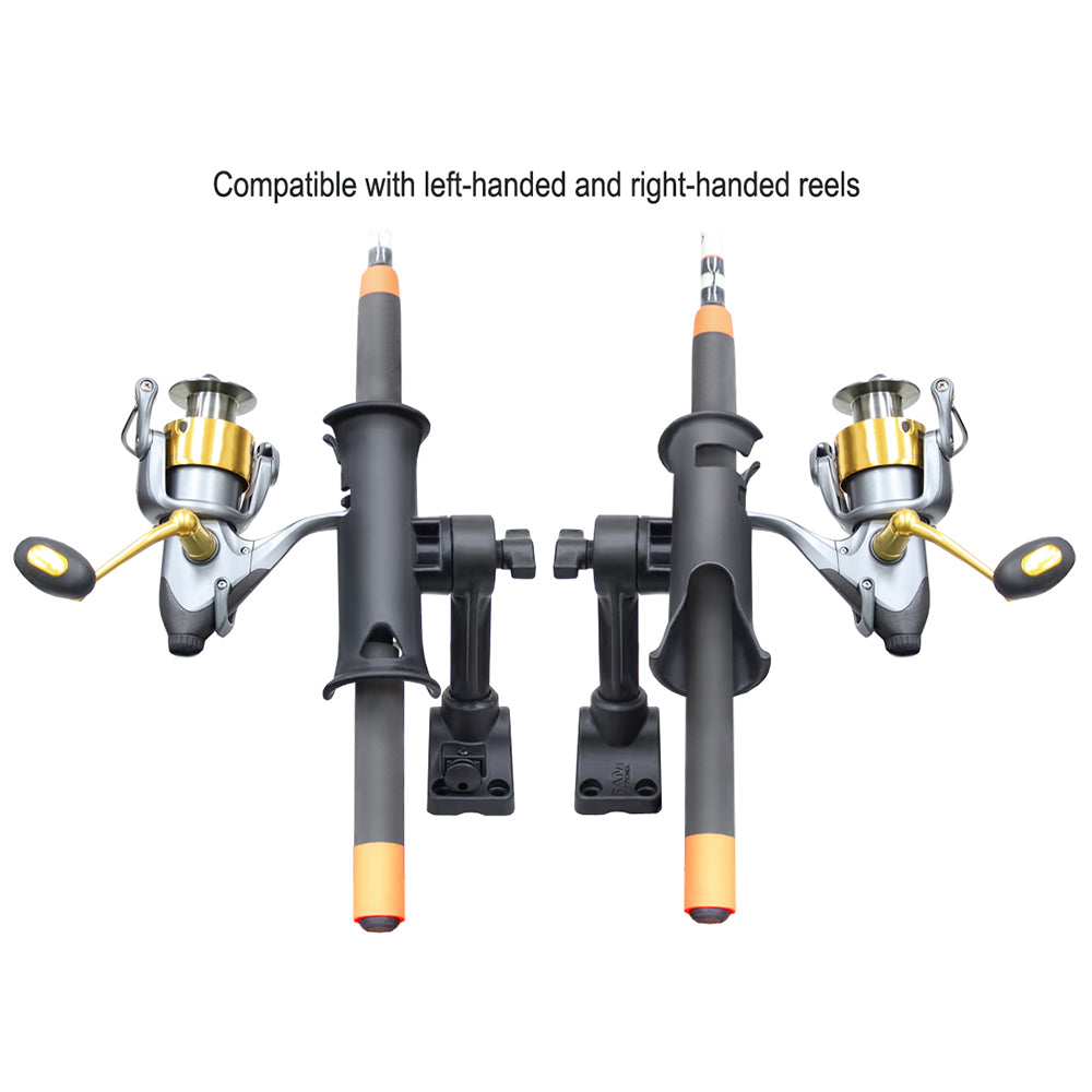 Soporte para caña de pescar RAM Mount RAM Tube Jr., poste con estrías de 4" de longitud estándar y base combinada para mamparo/superficie plana con pasador