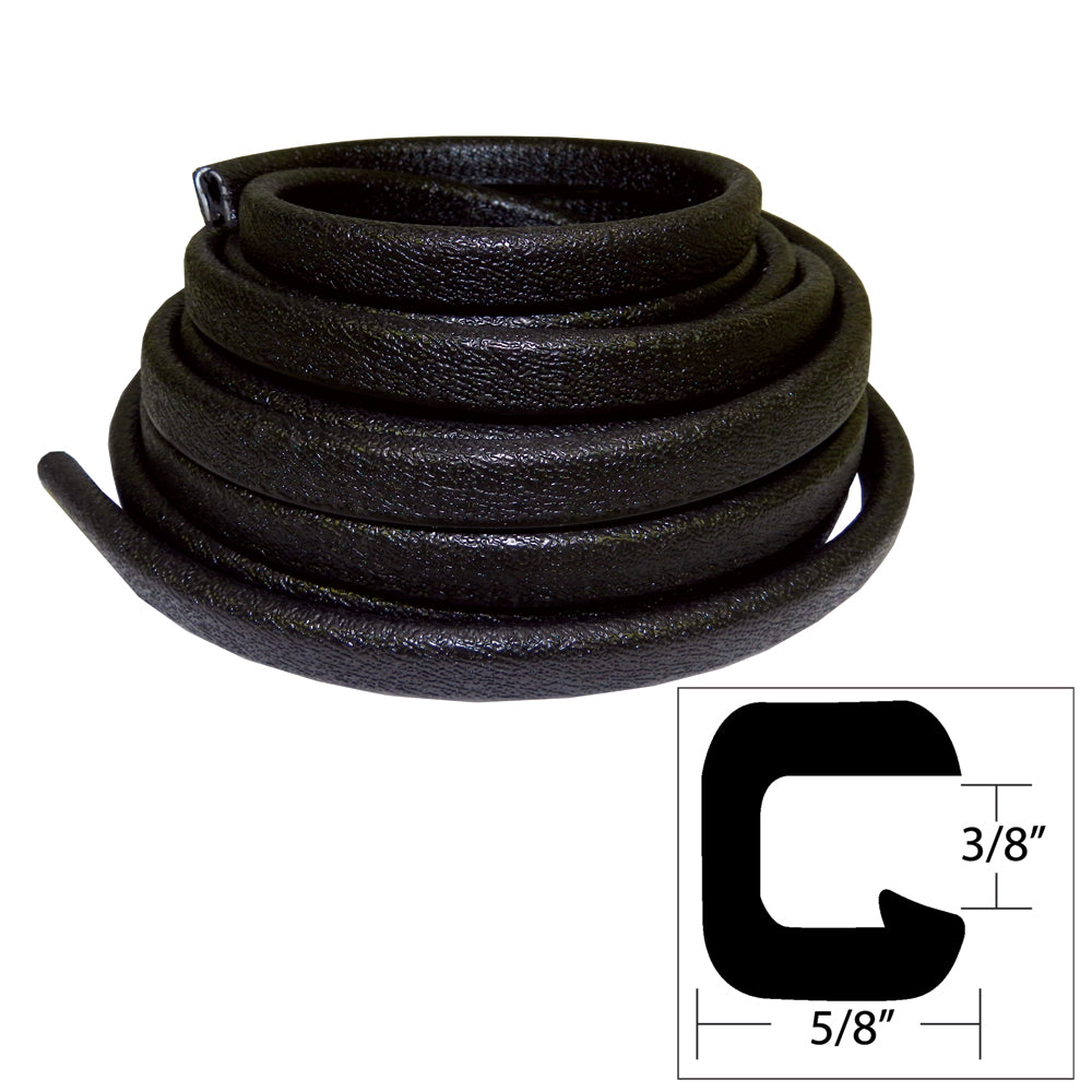 Moldura de vinilo flexible TACO - Apertura de ⅜" x ⅝" An. x 25' L. - Negro