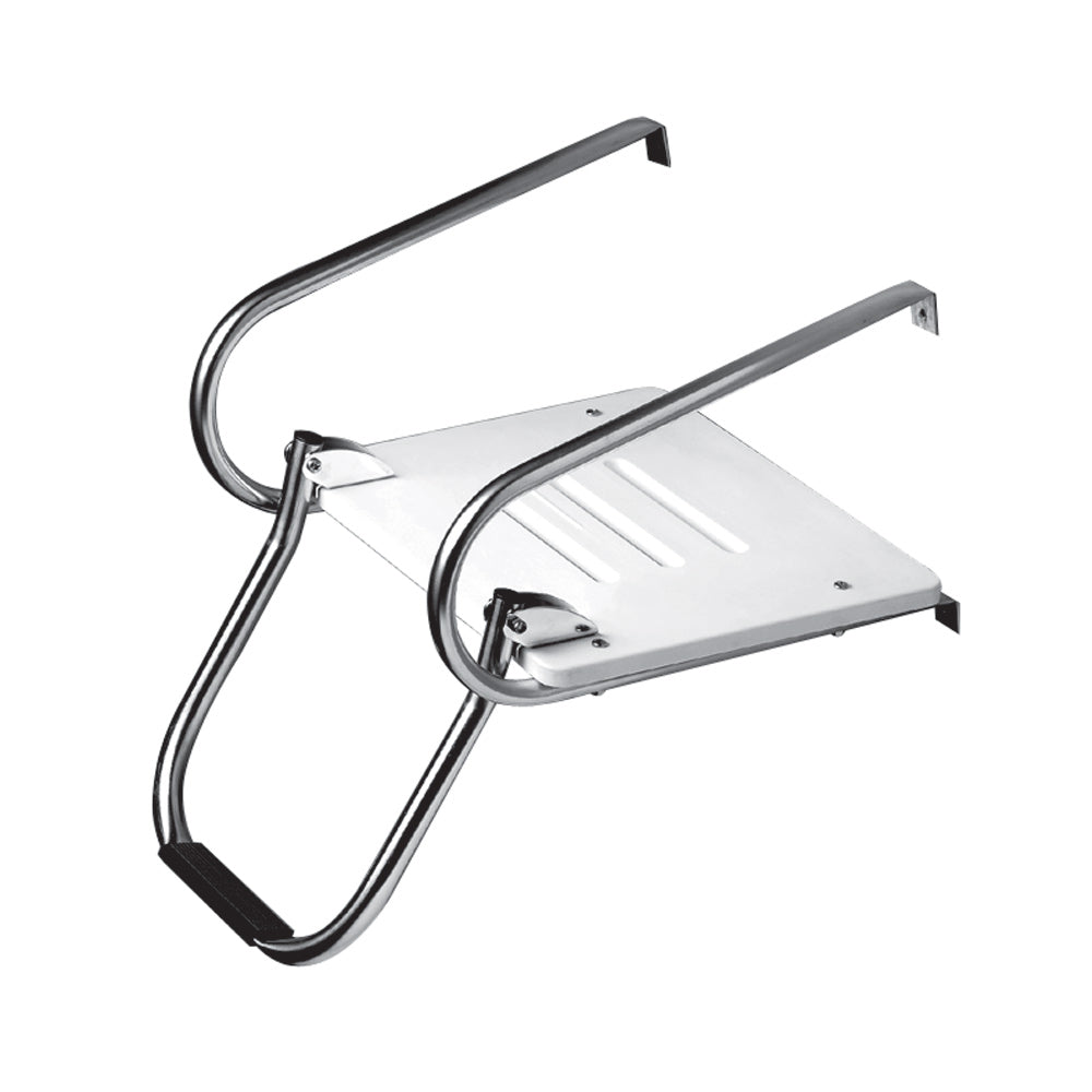 Plataforma de baño Whitecap de polietileno blanco con escalera para motores intraborda/fueraborda