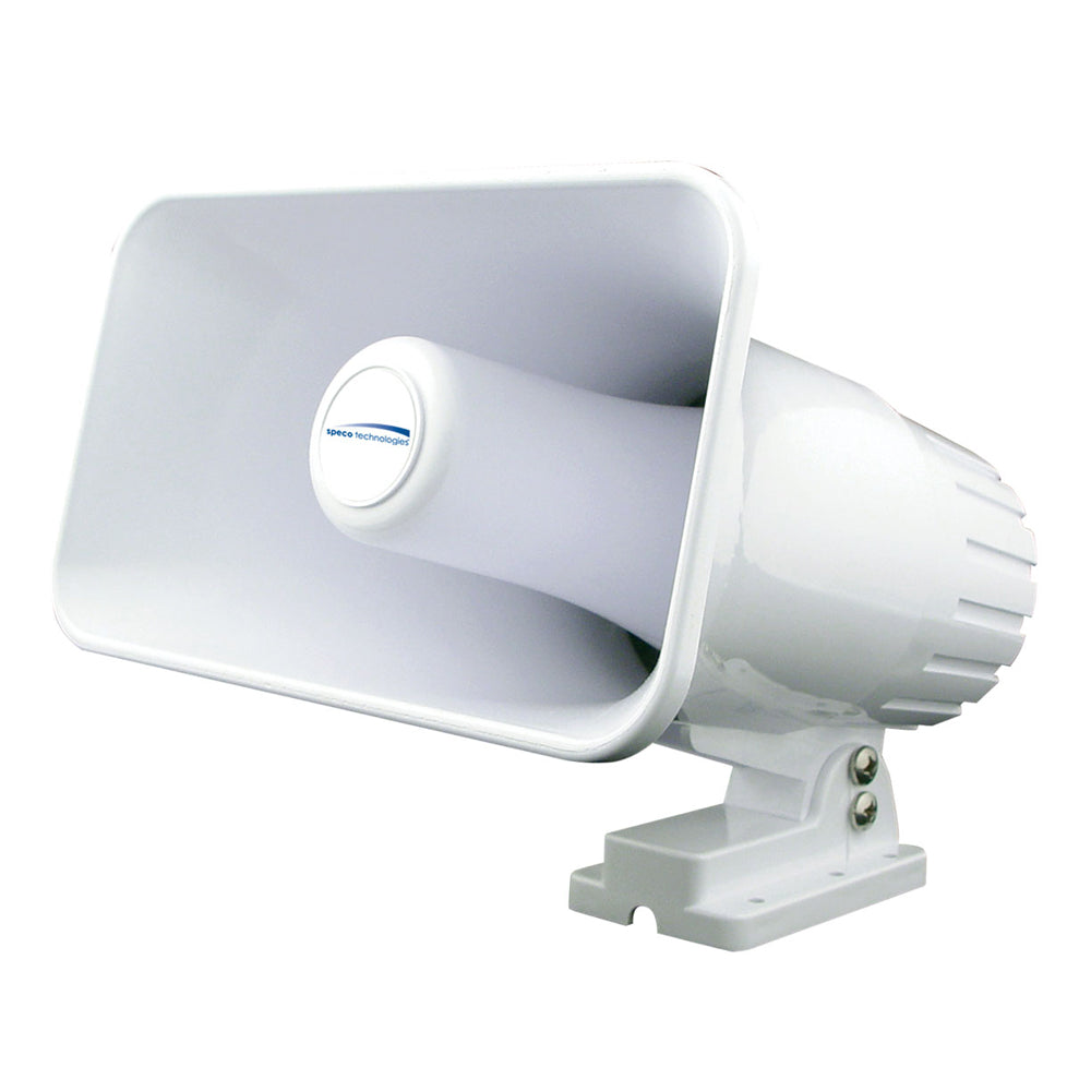 Speco Bocina de megáfono PA impermeable de 4" x 6" - Blanco