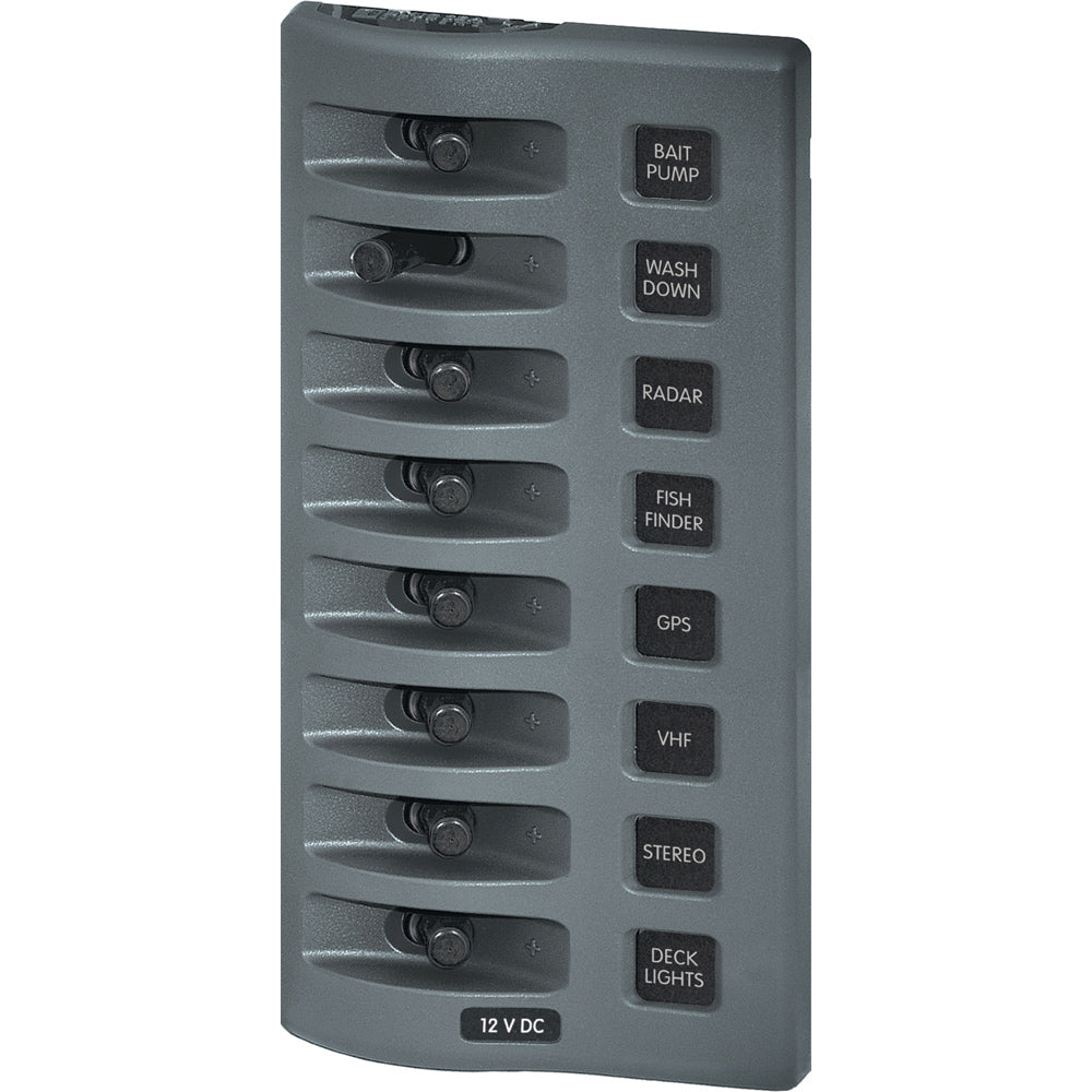 Panel de interruptores impermeable Blue Sea 4309 WeatherDeck® de 12V CC - 8 posiciones