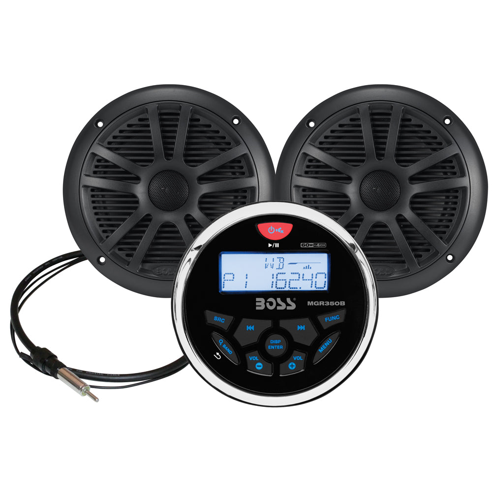 Kit de estéreo marino y altavoces de 6.5" Boss Audio MCKGB350W.6 - Negro