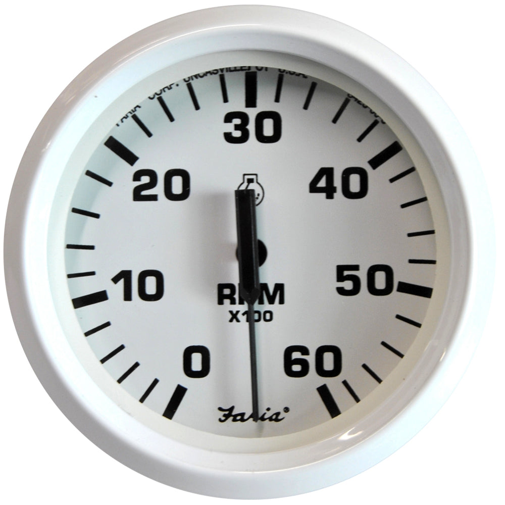 Tacómetro Faria Dress White de 4" - 6000 RPM (Gasolina) (Intraborda y dentro-fuera)