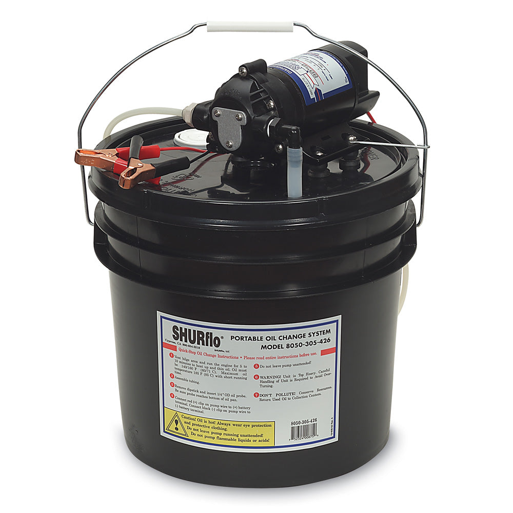 Bomba de cambio de aceite Shurflo by Pentair con cubo de 3.5 galones - 12 VDC, 1.5 GPM