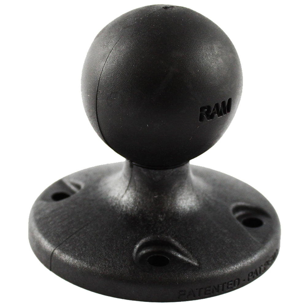 Base redonda de material compuesto de 2.5" de RAM Mount con patrón de orificios AMPS y bola de 1.5"