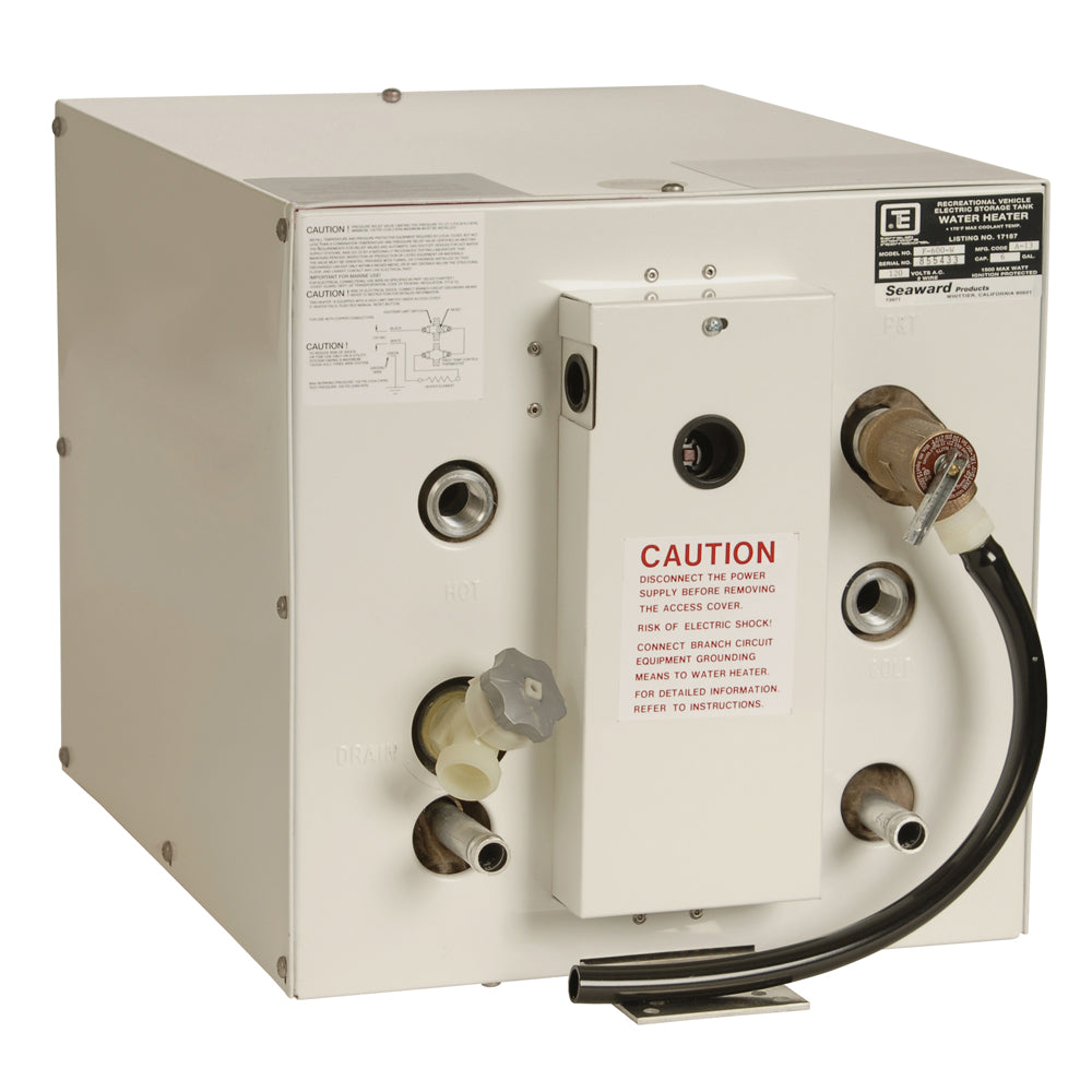 Calentador de agua caliente Whale Seaward de 6 galones con intercambiador de calor frontal - Epoxi blanco - 120 V - 1500 W