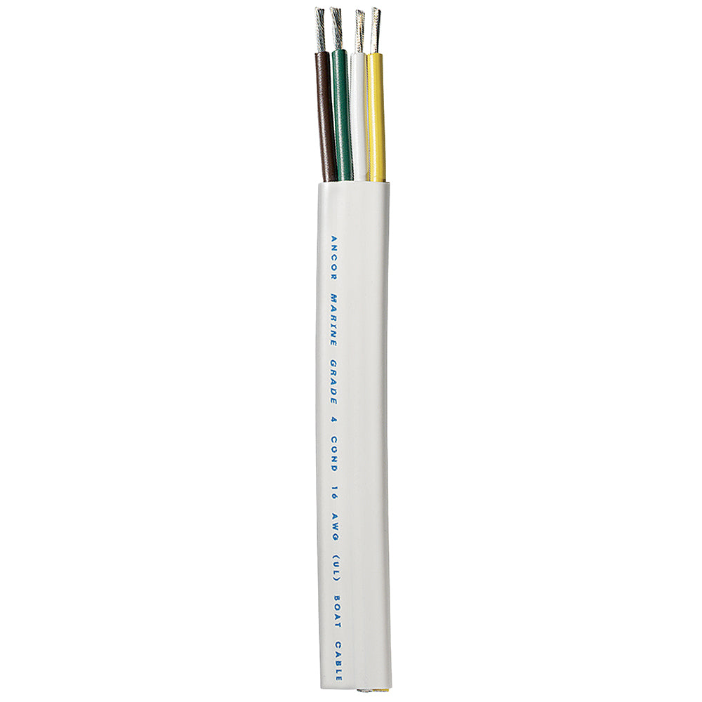 Cable para remolque Ancor - 16/4 AWG - Amarillo/Blanco/Verde/Marrón - Plano - 100'