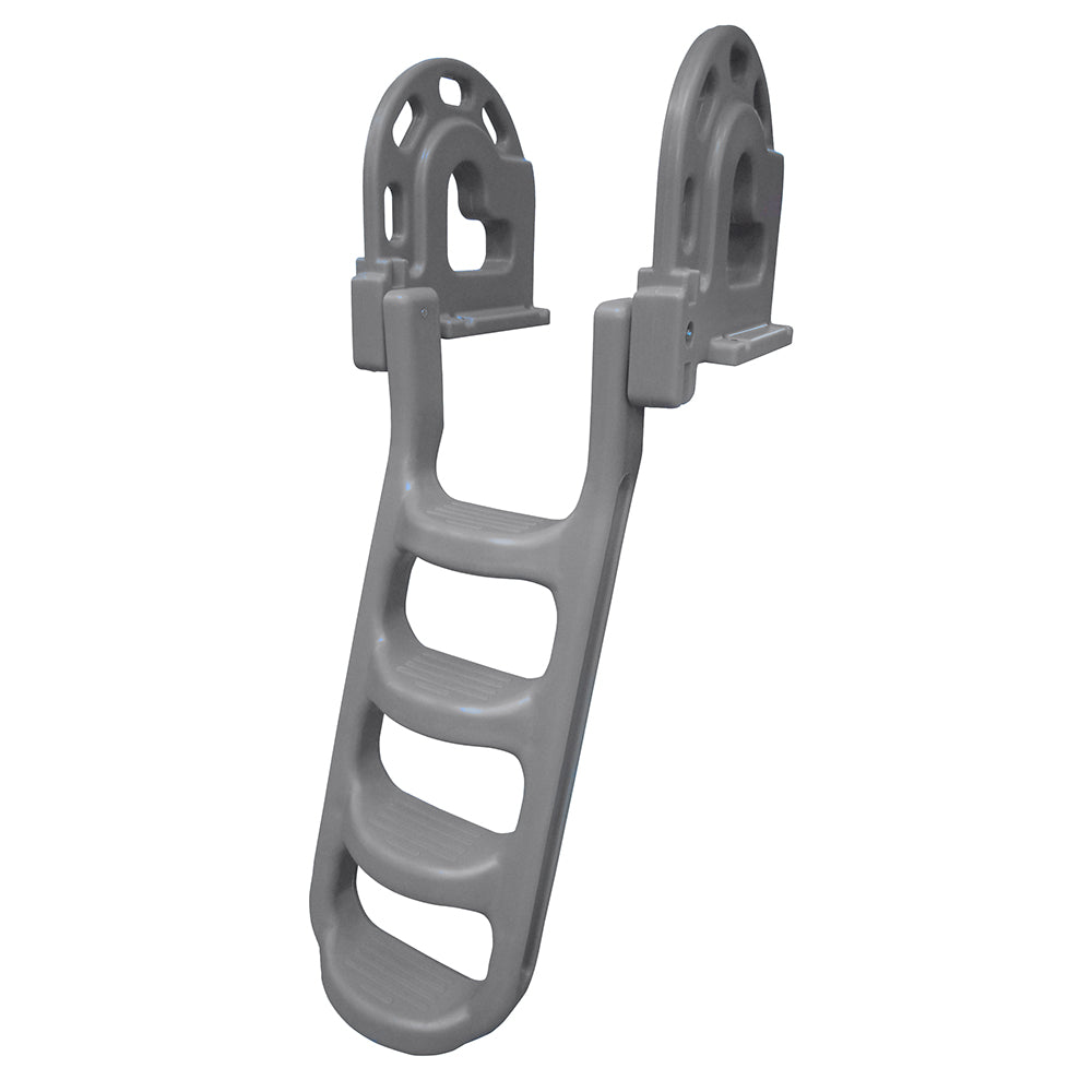 Escalera de muelle de 4 peldaños Dock Edge Stand-Off abatible de polietileno rotomoldeado - Gris