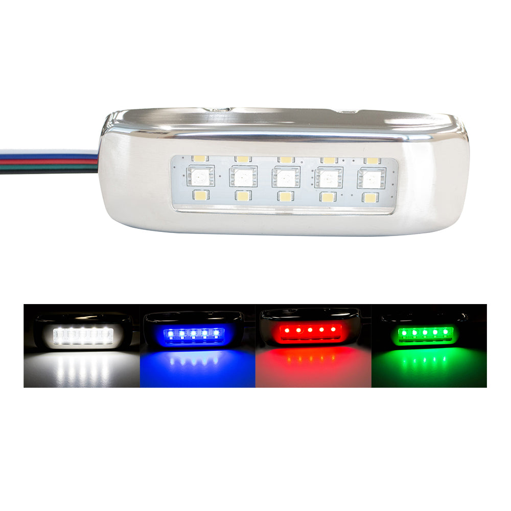 Iluminación Innovadora RGBW Tri-Lite con Bisel de Acero Inoxidable