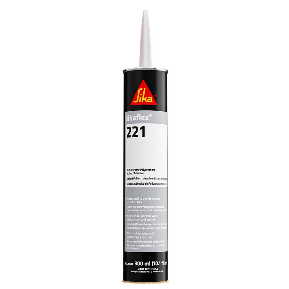Sellador/Adhesivo de poliuretano multipropósito Sika Sikaflex® 221 - Cartucho de 10.3oz (300ml) - Negro